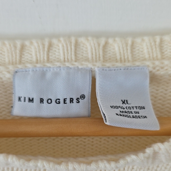 Kim Rogers Cream Knit Crew Neck Sweater Size XL - Picture 2 of 9
